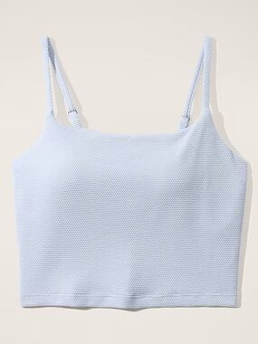 Athleta Pique Long Tankini Top - Light Blue